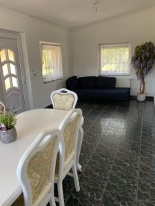 a living room with a table and chairs and a couch at Magic Vendégház in Abádszalók