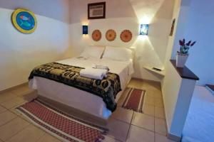 1 dormitorio con 1 cama en una habitación en Corsário Hotel, en Ubatuba