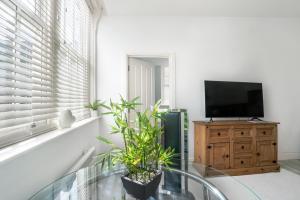 a living room with a tv and a glass table at Ipswich Town Centre - Apartment 7 in Ipswich +19 photos