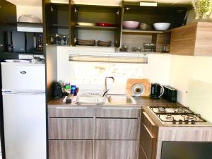 Mobil Home Vue sur Mer - Racine 03的厨房或小厨房