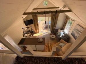 an overhead view of a living room in a tiny house at Westergårds in Föglö