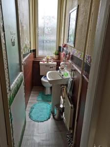 a small bathroom with a sink and a toilet at Blue Lion Place in Edinburgh