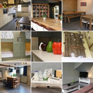 een collage van foto's van keuken- en eetkamers bij De Buitenboel Bijons4 in Holthees