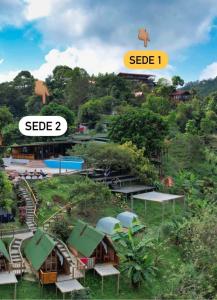 a collage of images of a resort with the words at Hostal Sierra Minca in Minca
