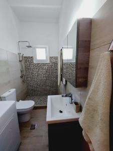 un bagno con lavandino e WC di Stamatis Corfu Apartment 2 a Ipsos Altre 50 foto