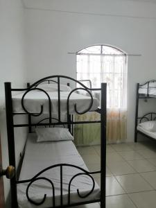 two bunk beds in a room with a window at Two-Hearts Dormitory in Dagupan