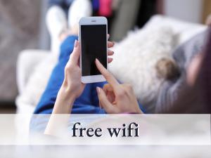 eine Person, die ein Handy mit ihrer Hand hält in der Unterkunft Sehr gemütliche Ferienwohnung in bester Lage mit großer Sitzecke l Innenstadtnähe l 1 Minute zum Bahnhof l Küche l TV l Free-WLAN l Willkommen im Hallo!-Apartment 11 in Bad Wörishofen