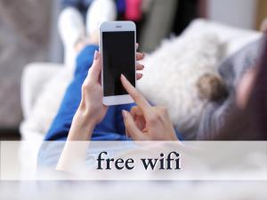 una mujer sosteniendo un celular con sus manos en Sehr gemütliche Ferienwohnung in bester Lage mit großem Sonnenbalkon l Innenstadtnähe l 1 Minute zum Bahnhof l Küche l TV l Free-WLAN l Willkommen im Hallo!-Apartment 12 en Bad Wörishofen