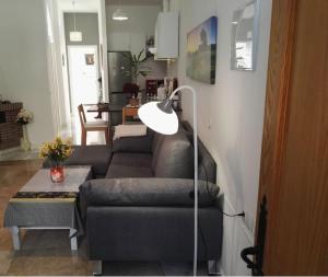 sala de estar con sofá y lámpara de pie en Apartamento Exclusivo - María 7, en Benaoján