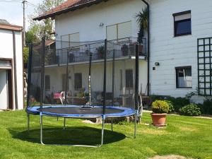 a trampoline in a yard in front of a house at Haus Veronika in Wegscheid