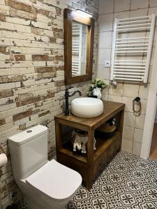 a bathroom with a white toilet and a sink at Enjoy Ávila 2 - LA CATEDRAL in Ávila +12 photos