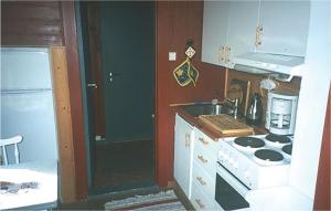 een kleine keuken met een fornuis en een wastafel bij Beautiful Home In Agdenes With 2 Bedrooms in Selva