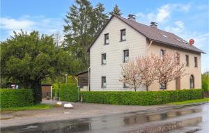ein weißes Haus mit einem Baum davor in der Unterkunft Awesome Home In Lnebach With 7 Bedrooms, Sauna And Wifi in Lünebach