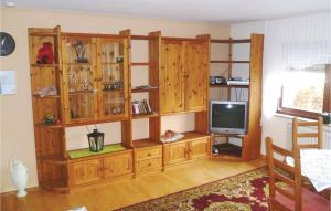 een woonkamer met een televisie en houten kasten bij 1 Bedroom Awesome Apartment In Schnecken in Wetteldorf