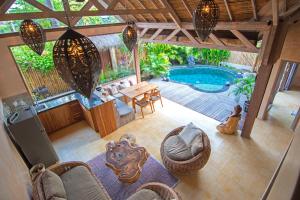 an overhead view of a patio with a swimming pool at Anahata - Tropical Private Villas in Gili Air