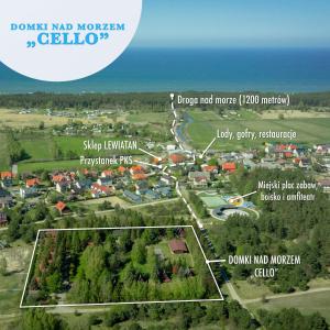 a map of a town with the ocean in the background at Domki nad morzem CELLO in Ostrowo