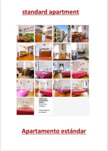 a collage of photos of a room with pink beds at Kasa Katia Eco Guest House in Valencia