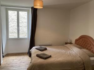 a bedroom with a bed with two pillows on it at Apartment Centre Historic in Marvejols