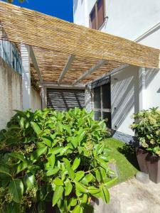 a wooden pergola over a garage with plants at Grazioso Appartamento Vacanze The Lighthouse in Paola
