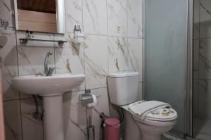 a bathroom with a toilet and a sink at Grand Erken Hotel in Antalya +52 photos