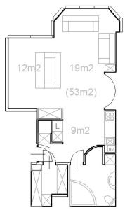 Plán poschodí v ubytovaní Sunny Apartment Warszawa