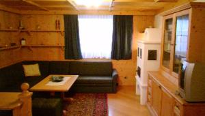 salon z kanapą i telewizorem w obiekcie Campiglio Trilocale Dolomiti w Madonna di Campiglio