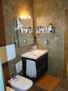 a bathroom with a sink and a toilet at Can Clapa in Les Borges del Camp