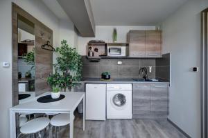 Kuchyňa alebo kuchynka v ubytovaní Familia Panzió & Apartmanház Győr