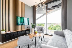 Televízia a/alebo spoločenská miestnosť v ubytovaní Q18 ApartHotel