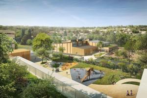 an architectural rendering of a school with a playground at Cosy Stay in Saint-Germain-en-Laye