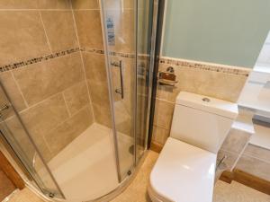a bathroom with a shower and a toilet at Cedar View in Whitby +18 photos