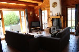 a living room with couches and a fireplace at De Genten 1 in Ermelo