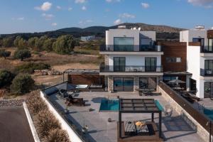 widok z lotu ptaka na dom z basenem w obiekcie amara luxury villas w mieście Lakhania