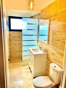 北埃福列的住宿－Summer apartments，一间带卫生间和水槽的浴室