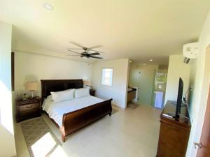 a bedroom with a bed and a ceiling fan at Nayri Ocean 401 in Bucerías