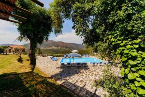 a swimming pool with lounge chairs and an umbrella at Arrabia Bunga Payva in Raiva