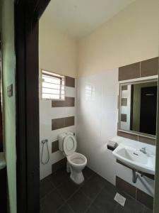 a bathroom with a toilet and a sink at Liner Hotel & Homestay Taiping in Simpang