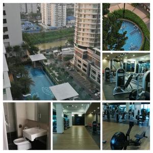 a collage of photos of a hotel with a pool at Tiara Mutiara 2 Block A Condo Rooms in Kuala Lumpur