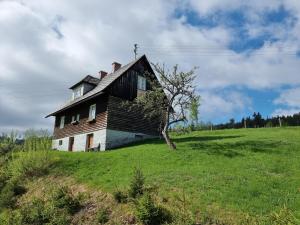 une vieille maison sur une colline dans un champ dans l'établissement Zankl, à Lavamünd