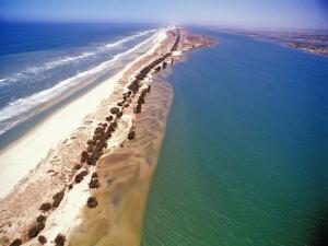 an aerial view of a beach and the ocean at Eco-Lodge Hotel Oasis Fishing in Saint-Louis