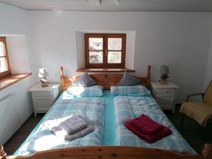 מיטה או מיטות בחדר ב-Ferienhaus Villa klein Venedig