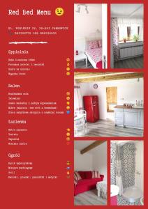 um folheto para um menu de camas vermelhas em Red Bed em Jankowice
