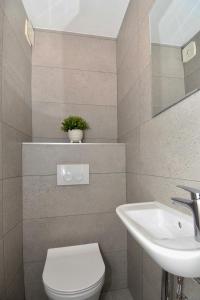a bathroom with a toilet and a sink at Modern Jacuzzi Apartment Mickey in Dubrovnik +8 photos