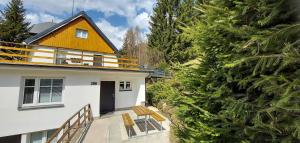 a house with a tree in front of it at Apartmány Harrachov 288 in Harrachov
