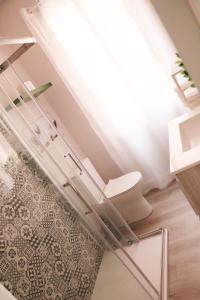 a bathroom with a toilet in a room with a ceiling at KASETAS APARTMENT’S in Sarria