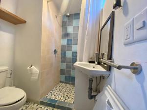 een badkamer met een wastafel en een toilet bij Cozy Apartment close to Andares @serra in Guadalajara
