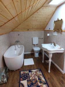 a bathroom with a tub and a sink and a toilet at Verada Tour Guest House in Somova