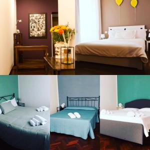 dwa zdjęcia dwóch łóżek w pokoju w obiekcie Pepe's Place - Re di Roma w Rzymie