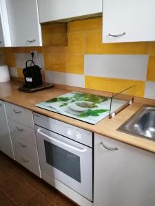 a kitchen with a counter top with a stove and a sink at CA' DU PINZER in Valletti