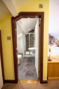 a bathroom with a sink and a toilet in a room at The Sun Boutique and Lounge in Hawkshead